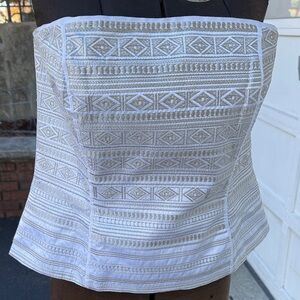 Geometric Pattern Strapless Top